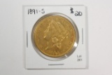 1891-S Gold Double Eagle Twenty Dollar