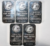Five (5) 1 oz. Silver Ingots