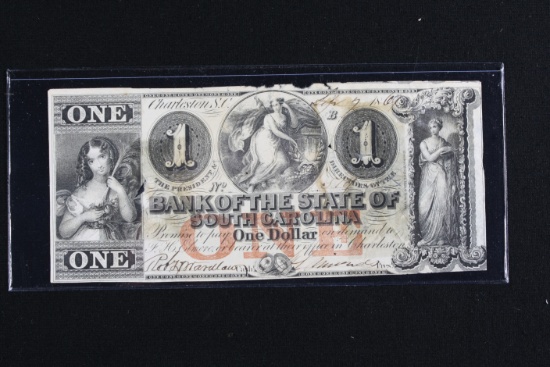 Civil War Confederate 1861 SC $1.00 Note