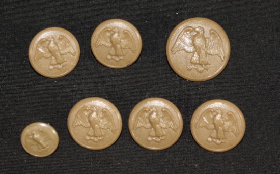 Lot of (8) WWII plastic W.A.C. uniform buttons