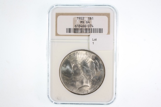 1922 Peace dollar MS64 (NGC) slabbed