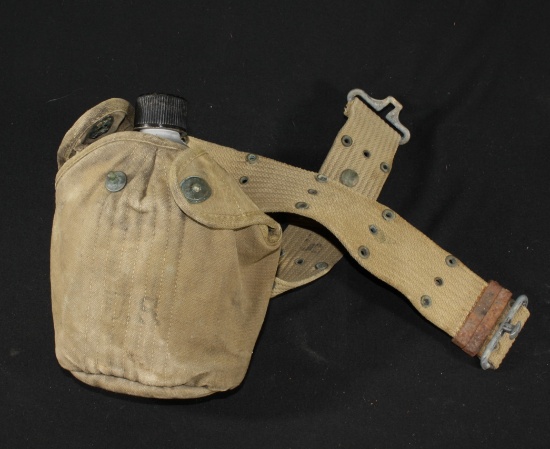 US WWII Web Belt & Canteen Cover