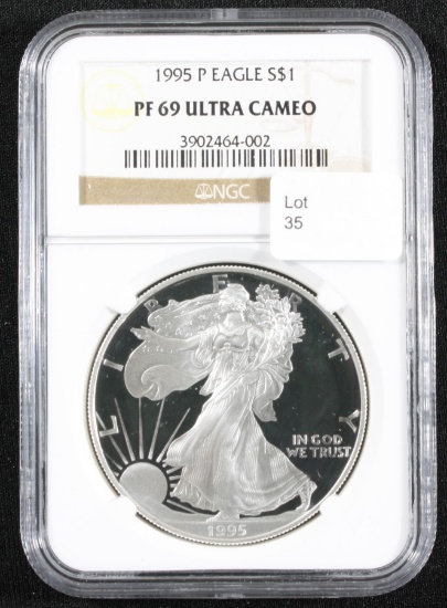 1995-P S Silver Eagle NGC PF69 Ultra Cameo