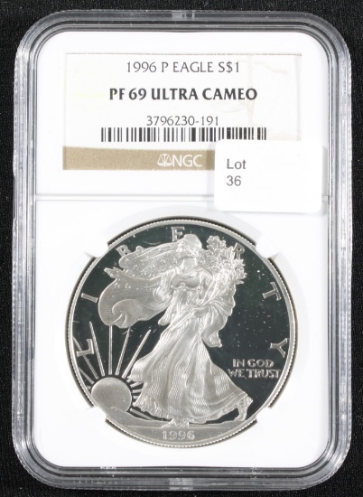 1996-P S Silver Eagle NGC PF69 Ultra Cameo