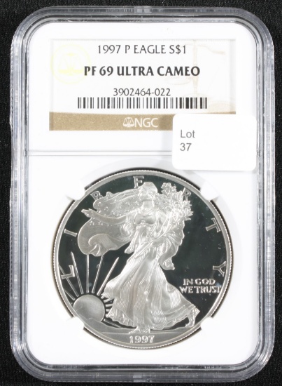 1997-P S Silver Eagle NGC PF69 Ultra Cameo