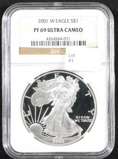 2001-W S Silver Eagle NGC PF69 Ultra Cameo