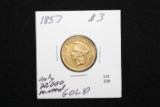 1857 $3.00 Gold Coin