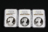 Lot of (3) NGC Graded Silver Eagles