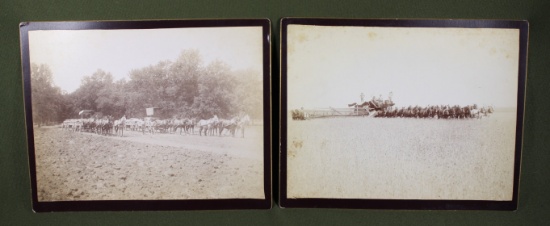 (2) 1800’s albumen photos of farm machinery