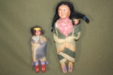 (2) antique Indian skookum type dolls