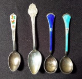 (4) Antique Sterling Silver Souvenir Spoons