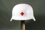 WWII German M-35 white medical helmet