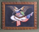 Antique souvenir feather picture of American eagle