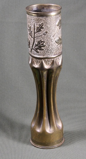 WWI trench art brass fluted vase