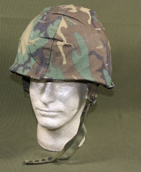 Vietnam War U.S. Army Airborne helmet w/camo cover
