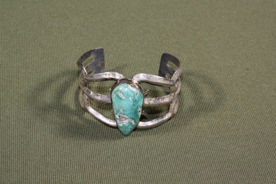 Sand cast vintage Indian silver bracelet