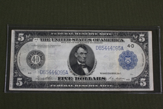 Series 1914 $5.00 Large Size Federal Reserve note