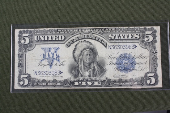 Series 1899 $5.00 large size “Indian Chief” silver certificate