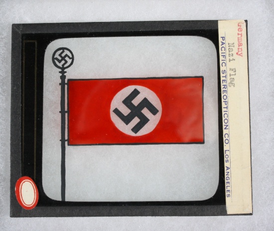 1930’s glass lantern slide with Nazi flag