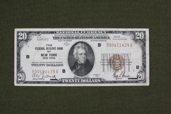 Series 1929 $20.00 National Currency note