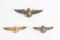 (3) Small size WWII USN pilot wings