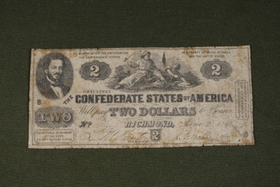 1862 $2.00 Richmond Confederate States Note