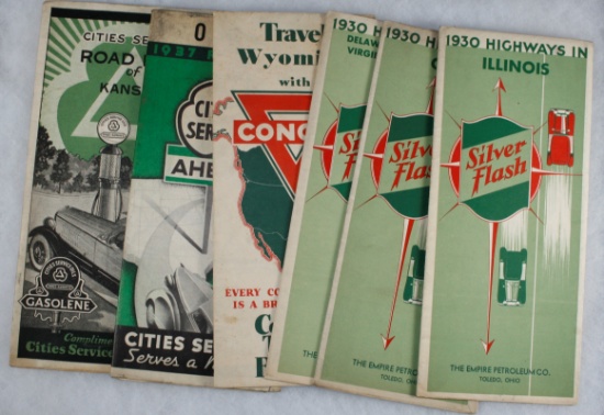 Group of (6) 1930's Antique Road Maps