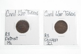 Group of (2) Obscure Civil War Tokens