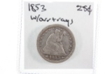 1853 w/arr. & rays Seated Liberty quarter