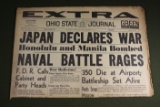 Japan Declares War - Dec 8th 1941 Newspaper