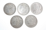 Lot of (5) pre-1900 Morgan silver dollars