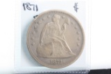 Nice 1871 Seated Liberty silver dollar