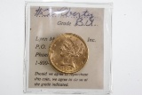 1908 $5.00 U.S. gold coin.  Unc. condition.