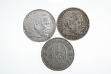 (3) Nazi 1930’s 5 Mark silver coins
