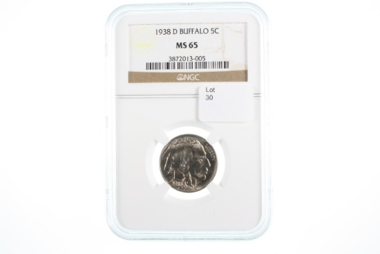 1938-D Buffalo Nickel - Graded NGC MS65