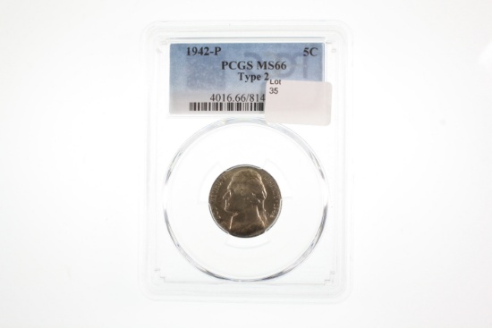 1942-P Nickel - Graded PCGS MS66 Type 2