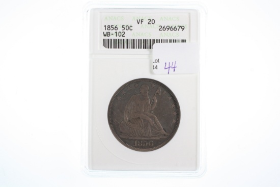 1856 Seated Liberty Half - Graded ANACS VF20