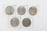 (5) 1920's Peace Dollars