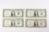 (4) Series 1935 E/F $1.00 Silver Certificates