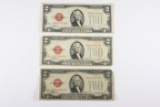 (3) Series 1928 $2.00 Red Seals