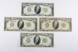 (4) Series 1928 $10.00 Federal Reseve Notes