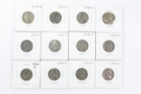 (12) War Time Silver Nickels