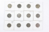 (12) War Time Silver Nickels