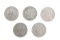 (5) 1881 U.S. 3¢ coins/nickels