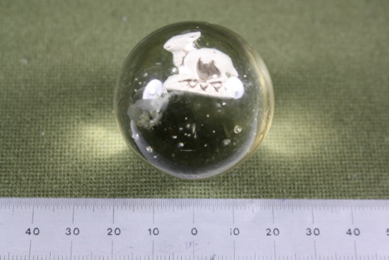 Antique sulfide marble with rabbit.