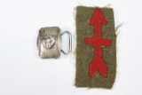 WWI 32nd Division patch and sterling belt buckle