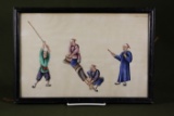 Antique Chinese torture/caning painting on silk.