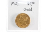 1907 $5.00 U.S. gold Liberty coin