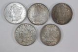 Lot of (5) Morgan silver dollars