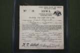 1923/24 Iowa State hunting license